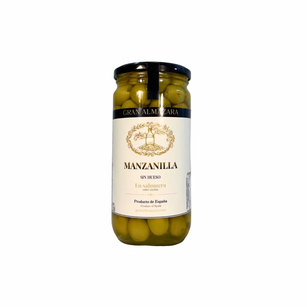 Tarro de aceitunas Manzanilla sin hueso sabor anchoa de 700 g de Gran Almazara