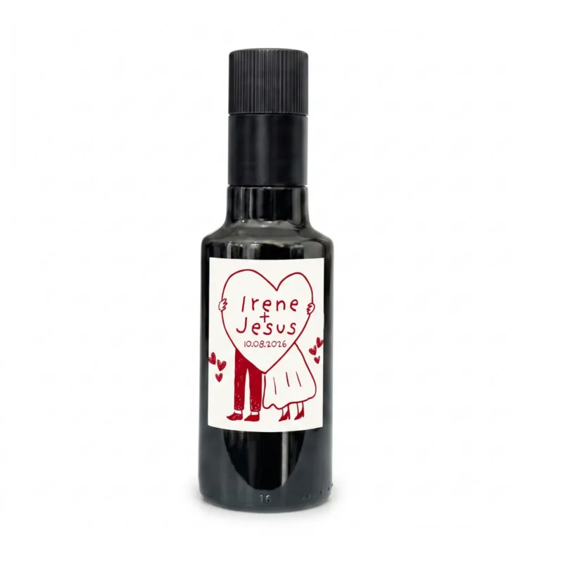 Botella Bell de 250 ml de cristal oscuro con etiqueta personalizada para boda