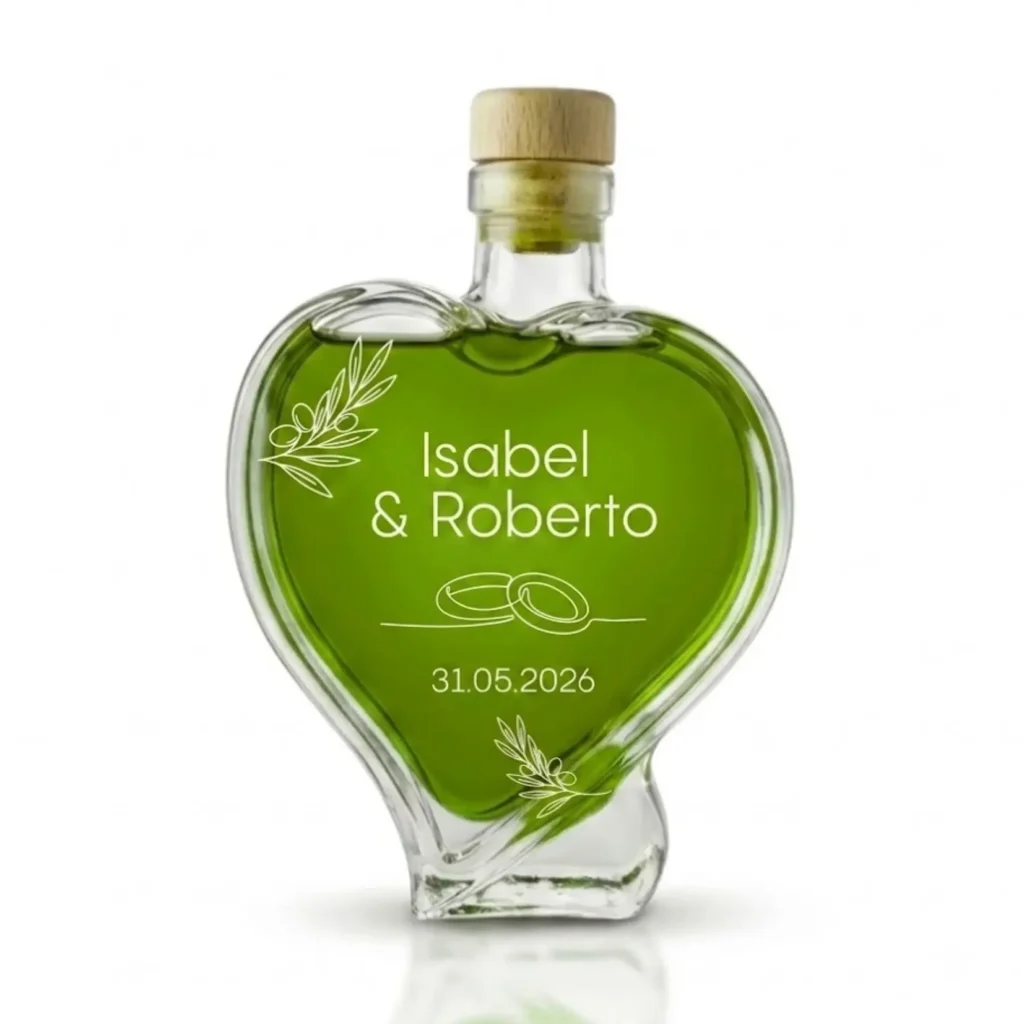 Botella Corazón de 100 ml serigrafiada para boda
