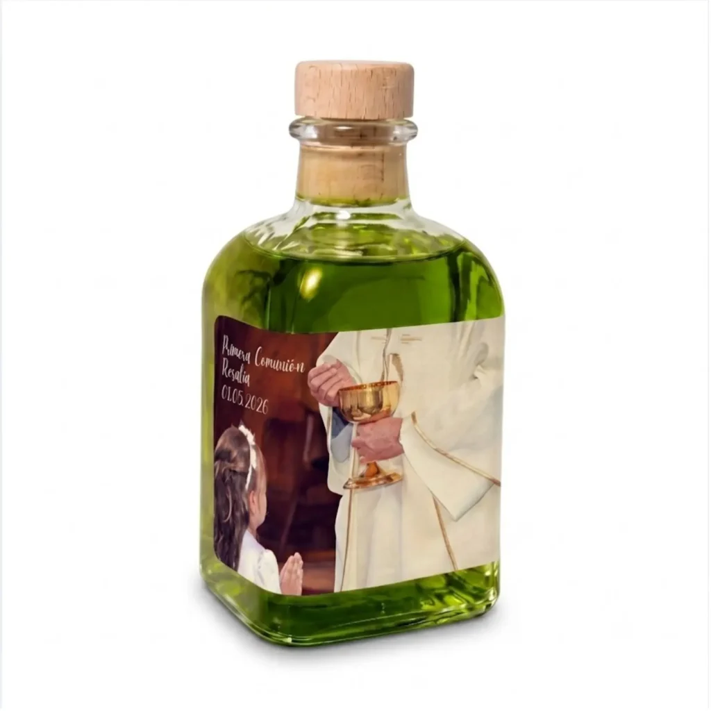 Botella Frasca de 100 ml con etiqueta con foto de comunión