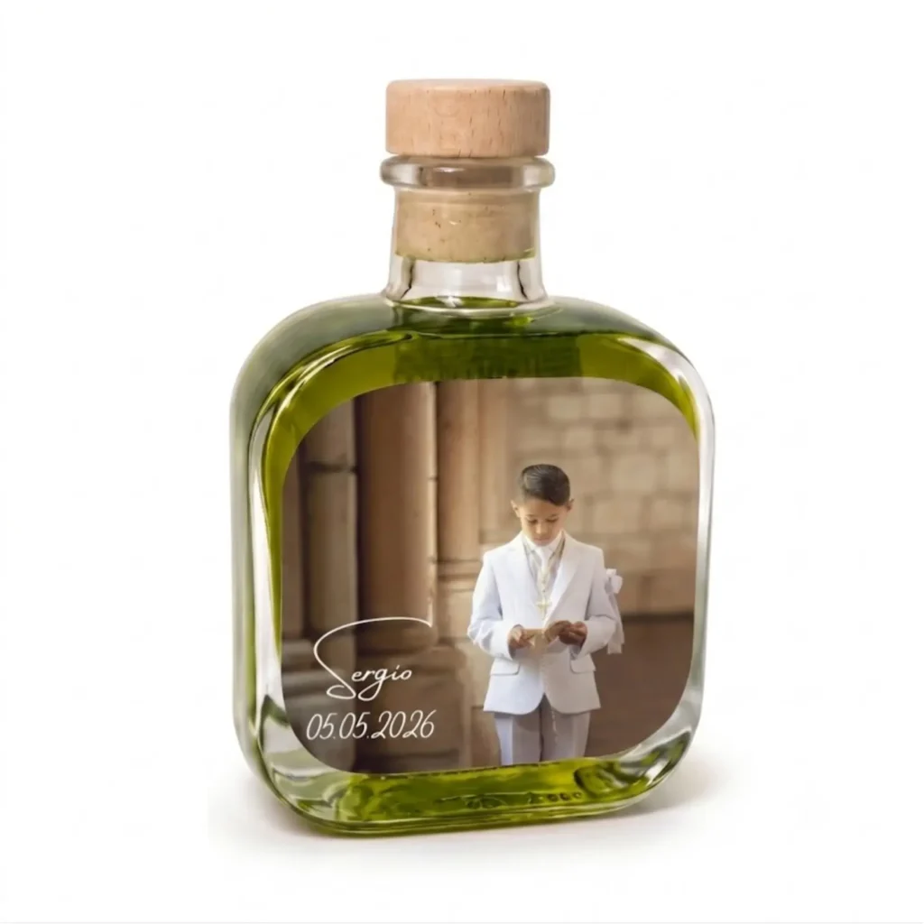 Botella Melanie de 100 ml con etiqueta con foto de comunión