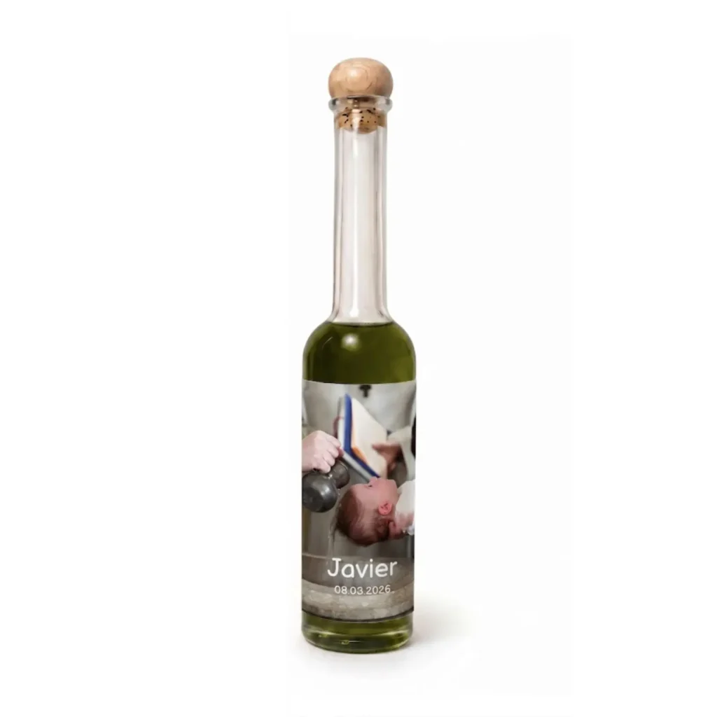 Botella Sorgente de 100 ml con etiqueta con foto de bautizo