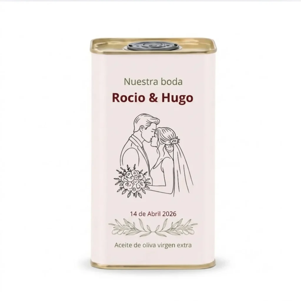Lata rectangular de 1 litro con etiqueta de papel personalizada